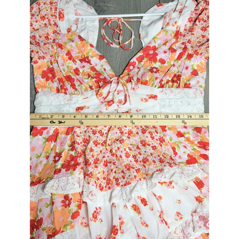 Altar'd State Aderny Floral Patchwork Mini Dress XL Cottagecore Coquette Lace - Picture 15 of 16